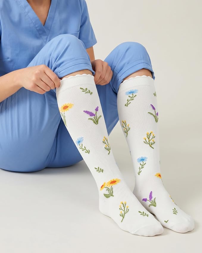 Jeasona Bamboo Viscose Compression Socks for Women 15-20 mmHg 3 Pack Cute Socks for Travel Nurses Pregnancy Daily Wear - Image 2
