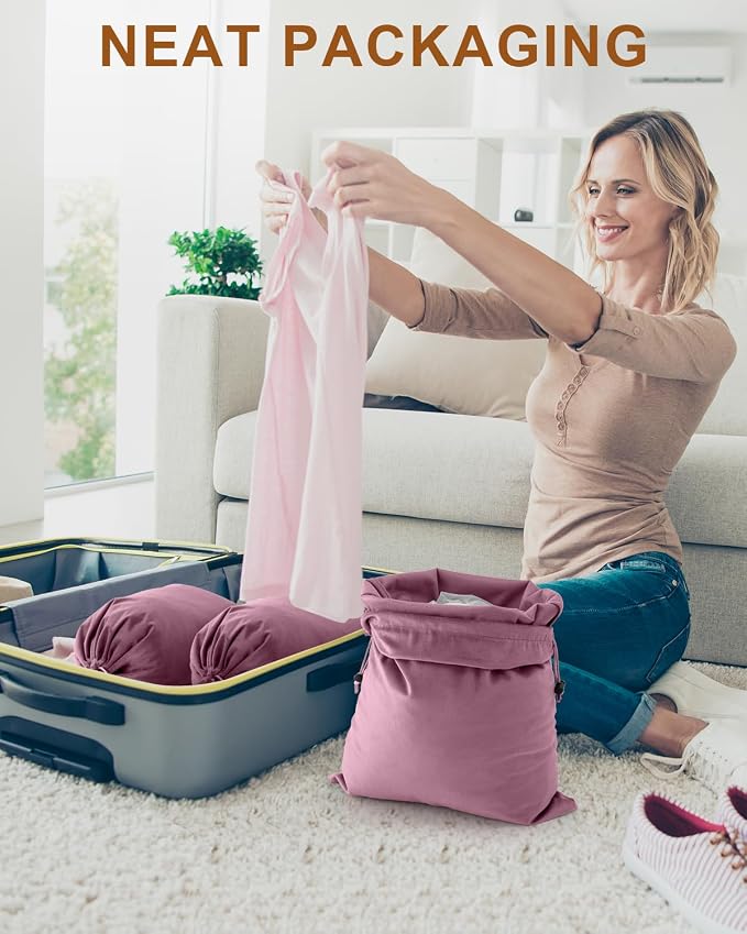 2 Pcs Shoe Bags for Travel, Dust Velvet Bags, Parfait Pink, 17.3x12.6 Inch | Washable & Reusable Travel Shoe Bags, Dustproof Shoe Bags with Drawstring Closure, Suitable for Travel, Home Storage - Image 5