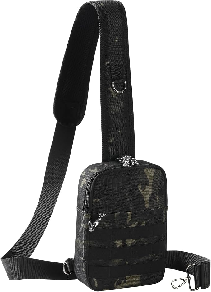 Anti Theft Sling Bag Tactical Small Shoulder Chest Crossbody Bag for Men Women with Zipper Lock RFID Blocking（camouflage） by Tibroni