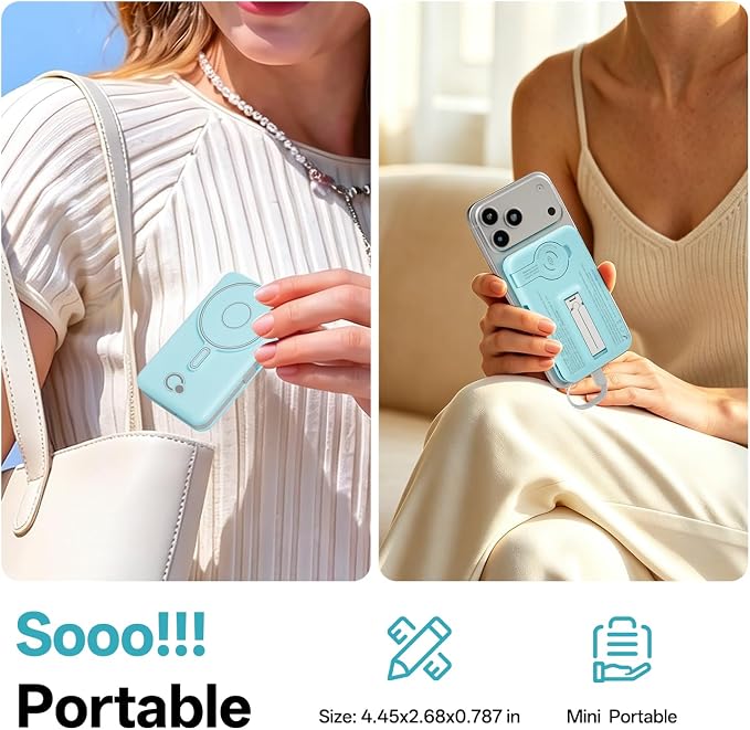 Q Magnetic Wireless Portable Charger 10,000mAh, Travel Essentials Power Bank with Built-in Cables & Foldable Stand, External Battery Pack Compatible with iPhone 17/16/15/14/13/12, Apple Watch - Image 6