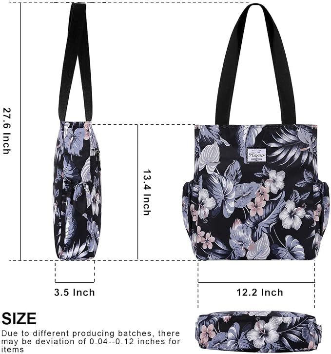 KAMO Floral Tote Bag - Waterproof Lightweight Handbags Travel Shoulder Bag for Hiking Yoga Gym Swimming Travel Beach - Image 3
