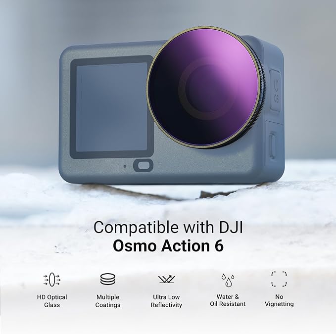 NEEWER CPL + ND Filter Set Compatible with DJI Osmo Action 6 Only, ND8/16/32/64/1000 Adjustable Circular Polarizing Filters, Lens Polarizer, Screw On Multicoated Action Camera Accessories, FL-B101 - Image 2