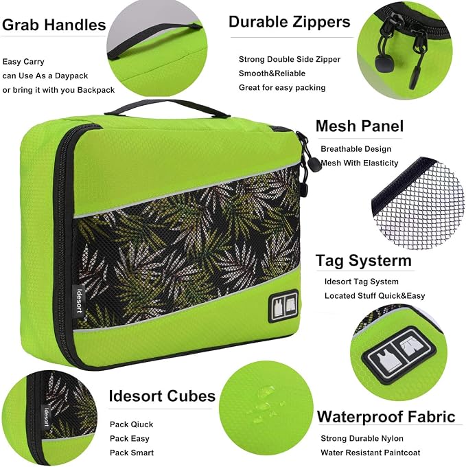 Packing Cubes large Luggage Organizers Bags For Travel Organizing Clothes | Mixed Color 8 Set Suitable family or two-person trips; breathable mesh make easy to sort; durable and convenient to store - Image 3
