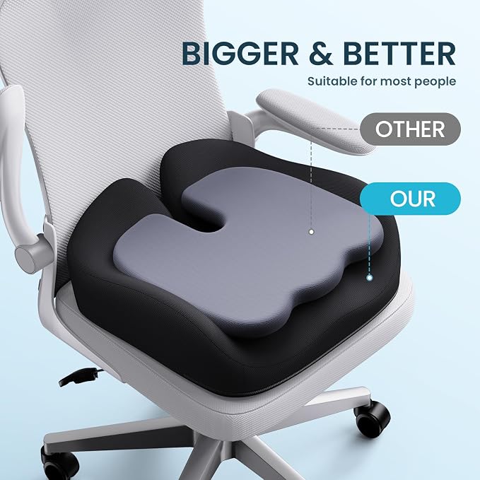 Benazcap Memory Foam Seat Cushion, Ergonomic Office Chair Cushion M | Memory foam cushion relieves pressure and supports tailbone comfort for office chairs, cars, wheelchairs and home use. - Image 3