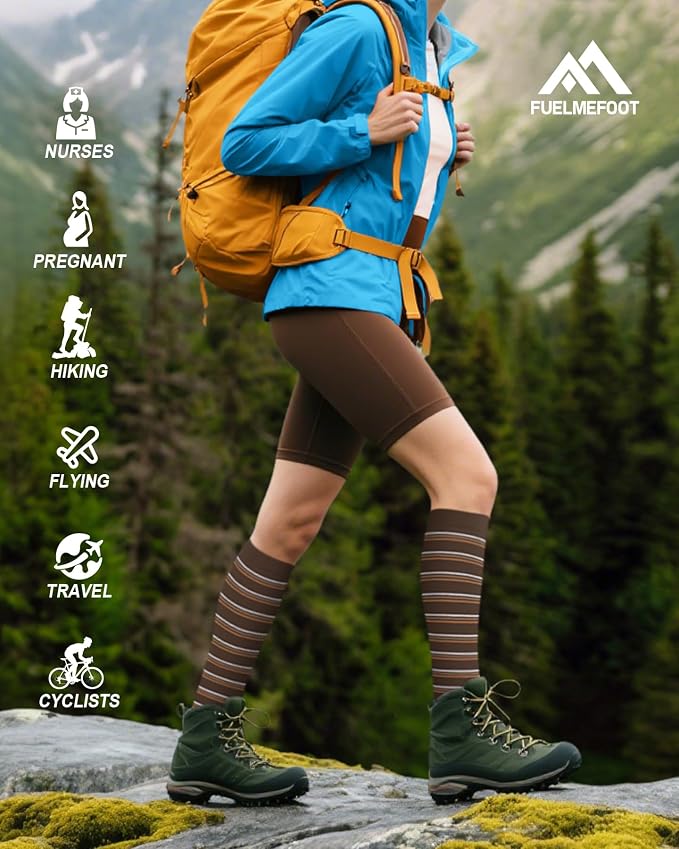 6 Pairs Compression Socks for Women & Men 15-20mmHg Knee High Socks | Graduated Compression Socks Supports Circulation, Ideal for Nurses Pregnancy, Travel, Flying, Running & Daily Wear - Image 7