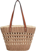 Tavaleu Straw Beach Bags for Women Tote Handbag Shoulder Hobo Bucket Bag | Lightweight, Foldable, PU Straps, Magnetic Closure, Zip Pocket, Reinforced Bottom, Summer Purse, Travel, Vacation, Daily Use by Tavaleu