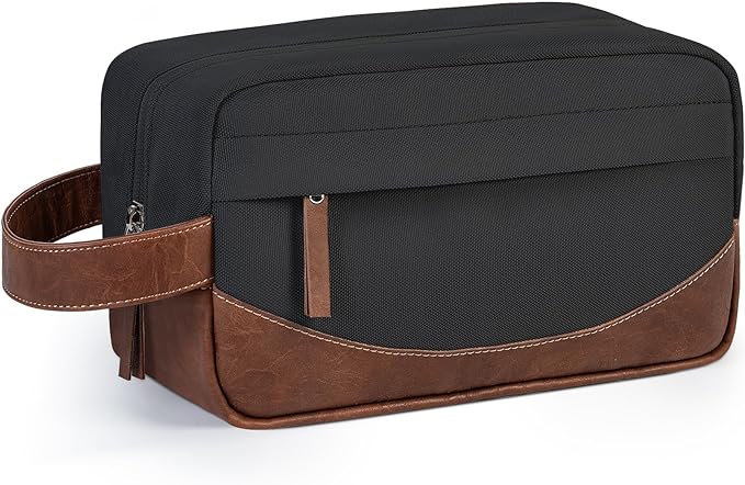 Travel Toiletry Bag for Men, Hanging Toiletry Organizer, Water Resistant Shaving Kit with Large Capacity for Travel Accessories (Black, Medium) by Ezday