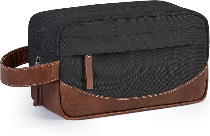 Travel Toiletry Bag for Men, Hanging Toiletry Organizer, Water Resistant Shaving Kit with Large Capacity for Travel Accessories (Black, Large) by Ezday