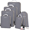 6 Set Large Compression Packing Cubes for travel. | Durable, Expandable and Lightweight Packing Cubes for Travel Compression with Laundry bag, Grey by Unknown