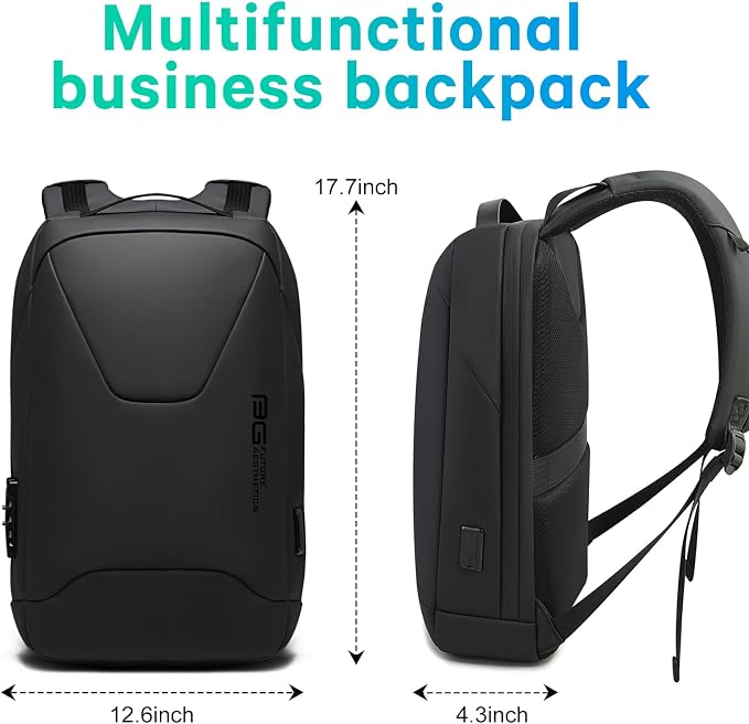 BANGE Anti-Theft Business Laptop Backpack, 15.6 Inch Lock Travel Backpack, Water-resistant Zippers with USB Charging Port, 16L Computer Bag for Men & Women - Image 5