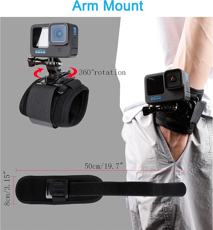 PellKing Accessories Set for GoPro Hero 13/12/11/10/9/8/7/6/5/Mission 1 Pro | New Quick Release Head Strap Mount + Chest Mount Harness + Backpack Clip Holder + 360°Rotating Wrist Strap for DJI Action 6 5 - Image 6