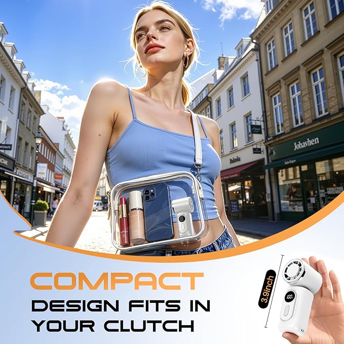 Portable Clip-On Mini Fan Handheld Turbo Fan with 100 Speeds 3000mAh | Rechargeable Stroller Fan Pocket Size USB Cooling Fan for Travel, Camping, Lash Tech & Office - Image 5