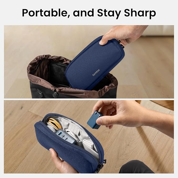 tomtoc Electronics Organizer Travel Case, Cable Organizer for Essentials | Water Resistant Tech Pouch Accessories Travel Bag Carry Storage for Cord, Phone, Cables, Airpods, USB Drive, Daily Items - Image 5