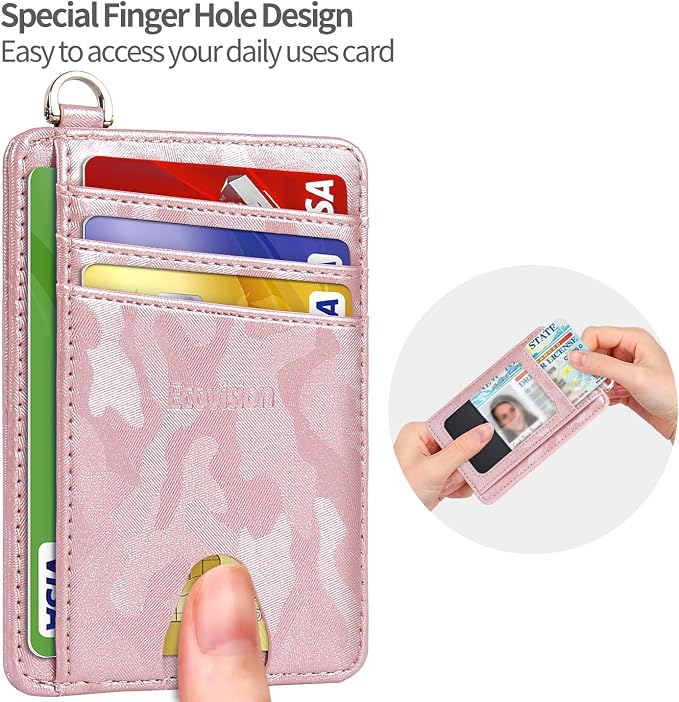 Slim Minimalist Front Pocket Wallet, RFID Blocking Credit Card Holder Wallet with Detachable D-Shackle for Men Women - Image 6