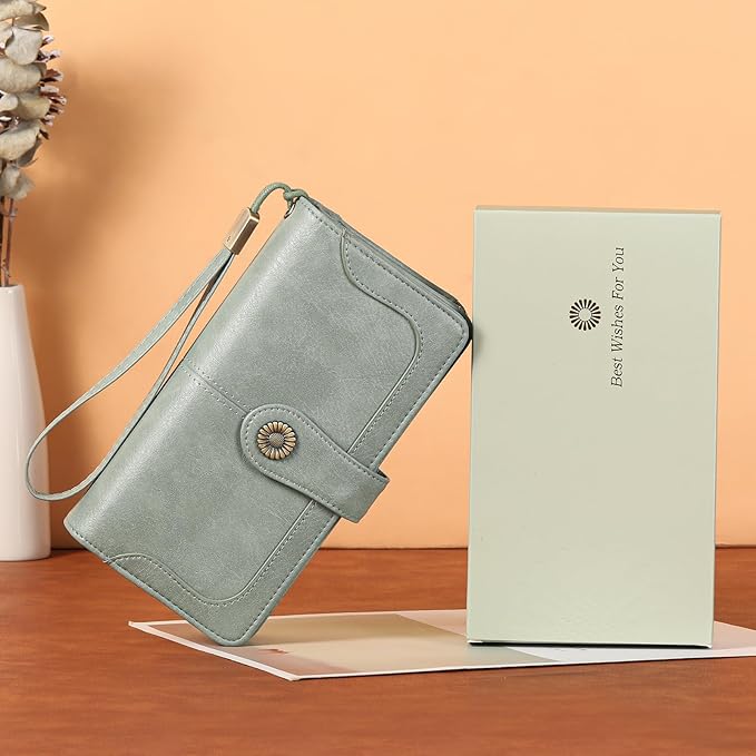 Wallets for Women Trifold Wristlet Wallets Large Capacity RFID Blocking Ladies Purse Credit Card Holder - Image 6