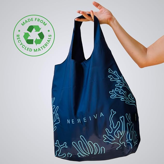 55 Pound Reusable Shopping Bag - Folds into a Small Pouch - Washable Reusable Grocery Bag, Durable & Stylish with handles for Easy Shoulder or Hand Carry - Image 4