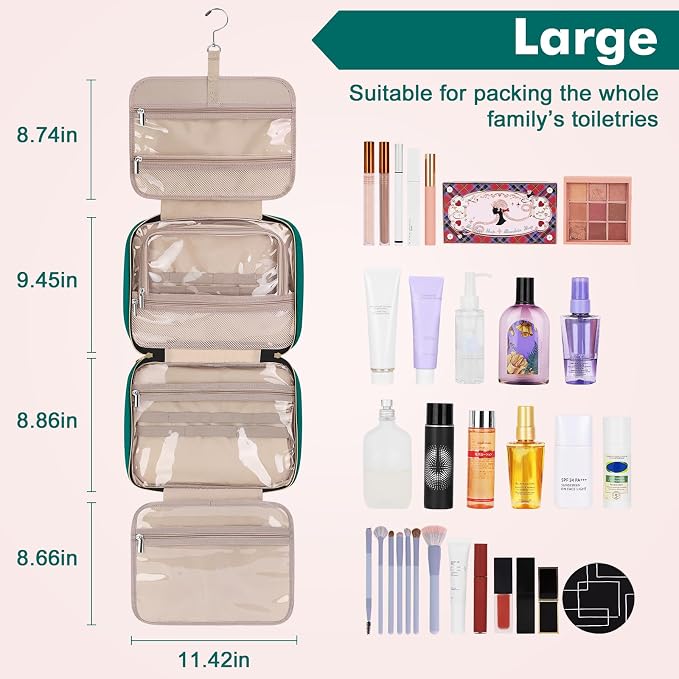 Toiletry Bag for Women, Large Cosmetic Travel Bag, Hanging Toiletry Bag for Bathroom, Thickened PVC Waterproof Travel Makeup Bag, Toiletries Bag for Travel Business Trips and Camping - Image 2