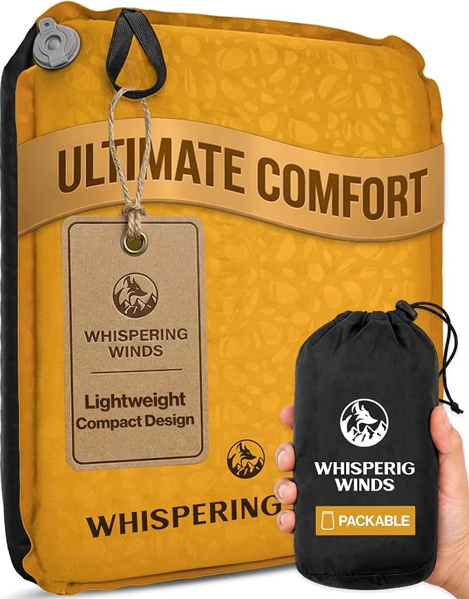 Whispering Winds Inflatable Seat Cushion | Comfortable & Packable Blow-up Foam Pad for Airplane Travel, Stadium Outdoors, Camping, Car & More by WhisperingWinds
