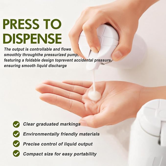 4 in 1 Travel Dispenser Bottles, Leak Proof Travel Bottles for Toiletries, 4 Pack 30ML Refillable Travel Size Containers for Shampoo, Onditioner, Travels Essentials (White) - Image 4