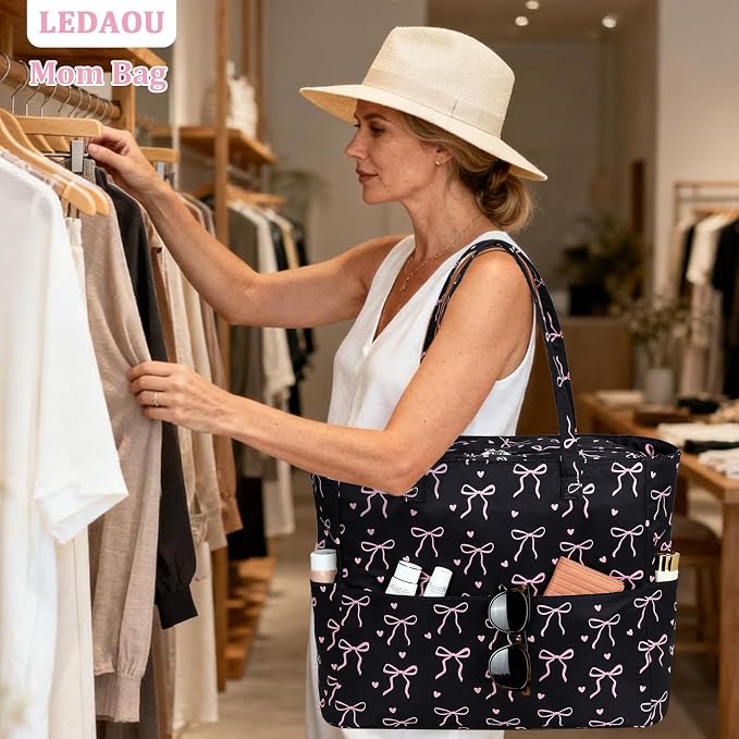 LEDAOU Large Beach Bag for Women, Waterproof Sandproof Tote Bag with Zipper | 36L Pool and Swim bag with Zipper, Wet/Dry pocket and 7 Pockets for Beach Days, Cruises, Vacations and Family travel - Image 5