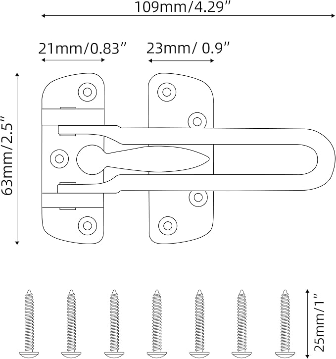 HASWARE Home Security Door Lock Swing Bar,Black Alloy Anti-Theft Door Guard Latch for Front and Inside Door, Safety Childproof Reinforcement Door Stopper (Golden) - Image 5