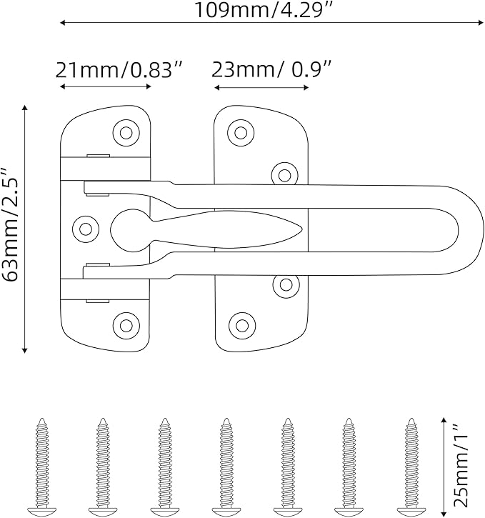HASWARE Home Security Door Lock Swing Bar,Black Alloy Anti-Theft Door Guard Latch for Front and Inside Door, Safety Childproof Reinforcement Door Stopper (Silver) - Image 5