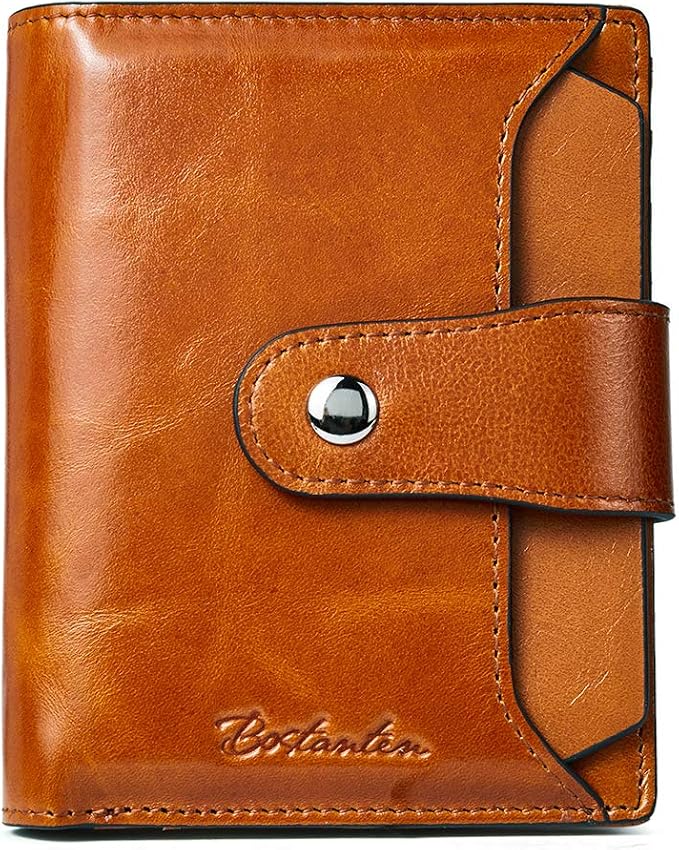 BOSTANTEN Leather Womens Wallet Small RFID Blocking Credit Card Holder | Removable ID Window, Zipper Coin Pocket, Bifold, Minimalist, Fits Small Purses, Daily Use, Ladies Gifts, Brown by BOSTANTEN