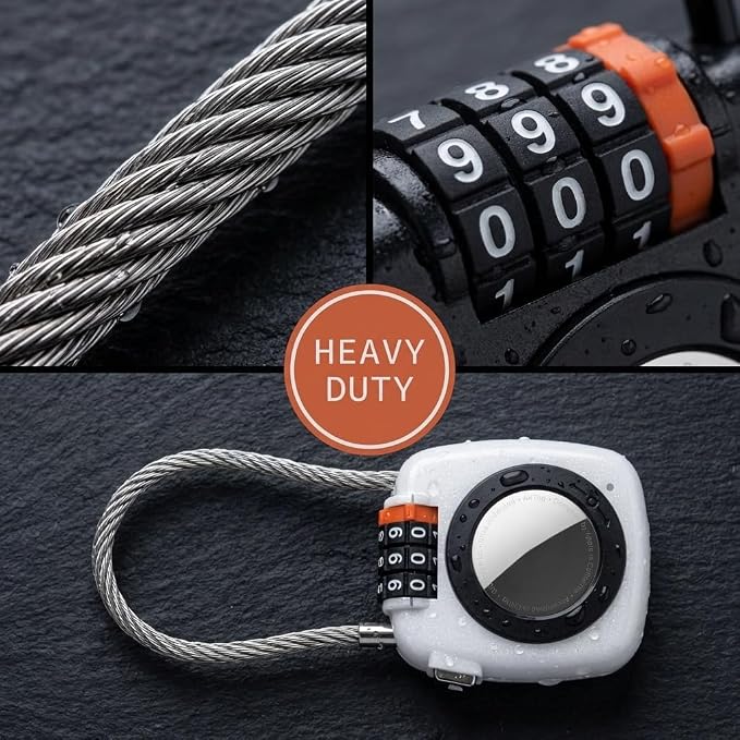 Combination Padlock with Tracker, Combination Lock with Smart Tag Compatible with Apple Find My, for Airtag Holder with Cable Lock for Travel, Pet Tracking, Bags, Keys, Luggage, Green - Image 3