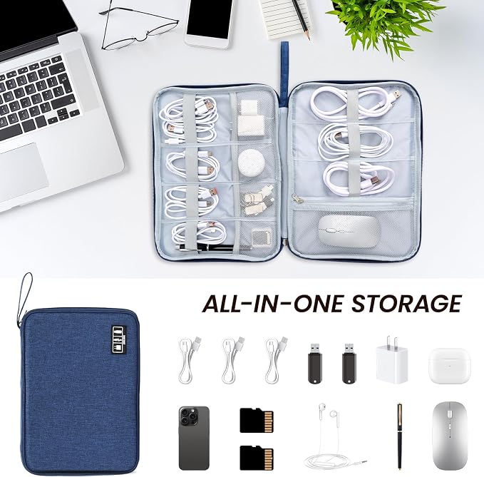 Cable Organizer Bag, Electronics Organizer Case for Tech Accessories | Store chargers, cables, power banks and adapters with elastic loops, mesh pockets and organized compartments for travel. - Image 6