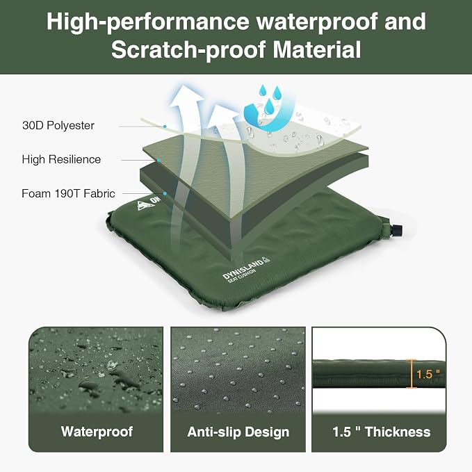 ONETIGRIS Inflatable Seat Cushion, Lightweight Waterproof Seat Pad | Lightweight waterproof inflatable cushion for camping, stadiums, travel, office chairs, car seats and outdoor events - Image 5