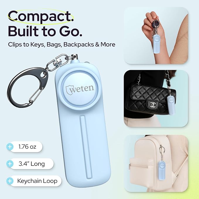 Personal Safety Alarm Keychain for Women, 130dB Panic Pin Siren, Blue | LED Light, Self-Defense Protection Device, Emergency Whistle Alternative for College, Travel, and Night Walk - Image 5