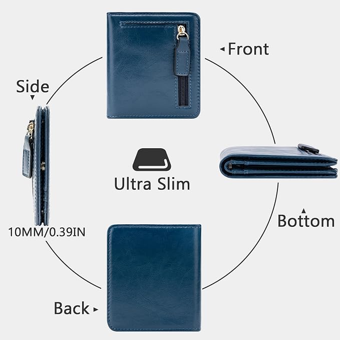Gostwo Small Wallet for Women, Slim Bifold Credit Card Holder, Compact RFID Blocking Cash Wallet, Billfolds Thin Leather Zipper Pocket, Mini Wallet Gift for Ladies Teen Girls Travel with ID Window - Image 5