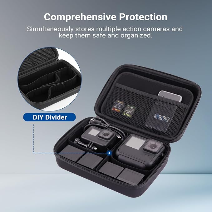 NEEWER Carrying Case for Action Camera & Accessories, Splashproof Protective Storage Bag with DIY Dividers & Mesh Pockets Compatible with GoPro DJI Osmo 360 Action 5 Pro Pocket 3 Lens, PB27 - Image 2