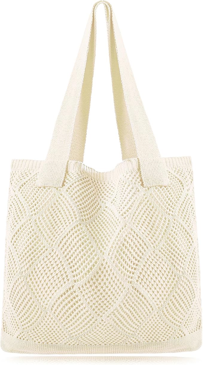 COOKOOKY Crochet Beach Tote bag Summer Beach Bag for Women Aesthetic Mesh Tote Bag Hippie Bag Knit Bag by COOKOOKY