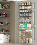 Moforoco Grey 9-Tier Over The Door Pantry Organizer, Pantry Organization and Storage, Black Hanging Basket Wall Spice Rack Seasoning Shelves by MOFOROCO