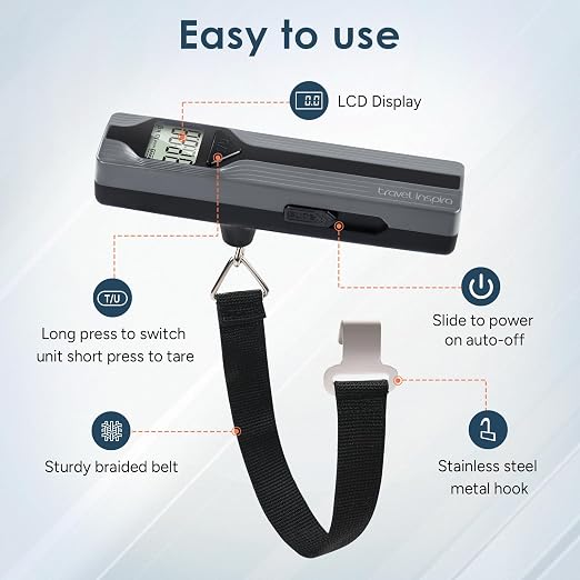 Battery-Free Luggage Scale – No Batteries Needed, Portable Digital Hanging Suitcase Weight Scale for Air Travel & Checked Bags, 110lb/50kg, LCD Display, Compact Travel Accessory - Image 4