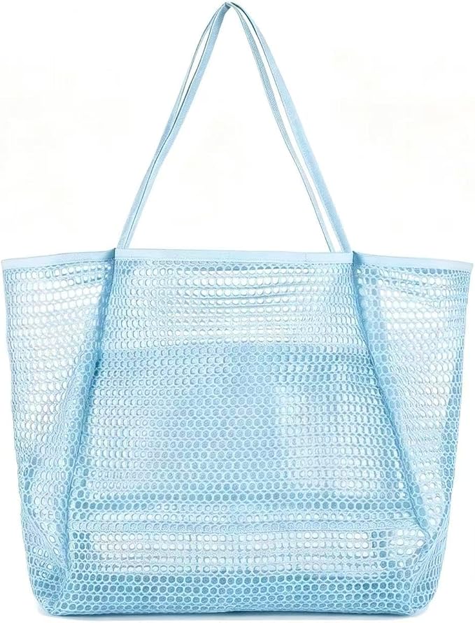 Beach Bag with Mini Pocket, Large Foldable Mesh Tote for Women, Lightweight & Travel Bag for Vacation & Outdoor by Unknown