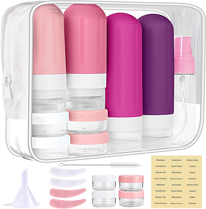 Landisun Travel Bottles for Toiletries 18Pack Travel Size Containers Toiletry Travel-Containers TSA Approved Leak Proof (Crimson) by Landisun