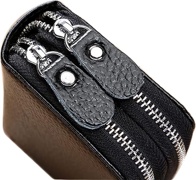 Women's RFID Blocking Leather Zipper Card Wallet Small Purse Credit Card Case Holder for Mother Day Gift (Black) - Image 5