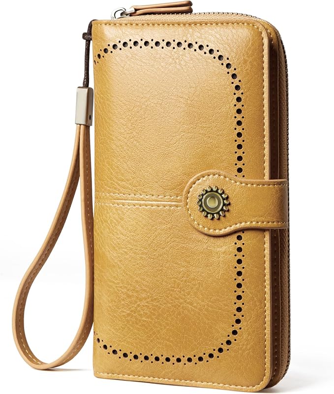 TFKGS Wallet for Women RFID Blocking Leather Large Capacity Card Holder Ladies Phone Clutch Travel Long Purse Wristlet | RFID Blocking by TFKGS