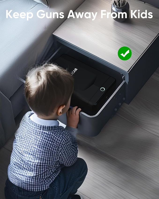 Gun Safe for Handgun Small Biometric Pistol Safe Fingerprint Quick Access Portable Gun Lock Box for Cars Travel Nightstand Bedside - Image 6