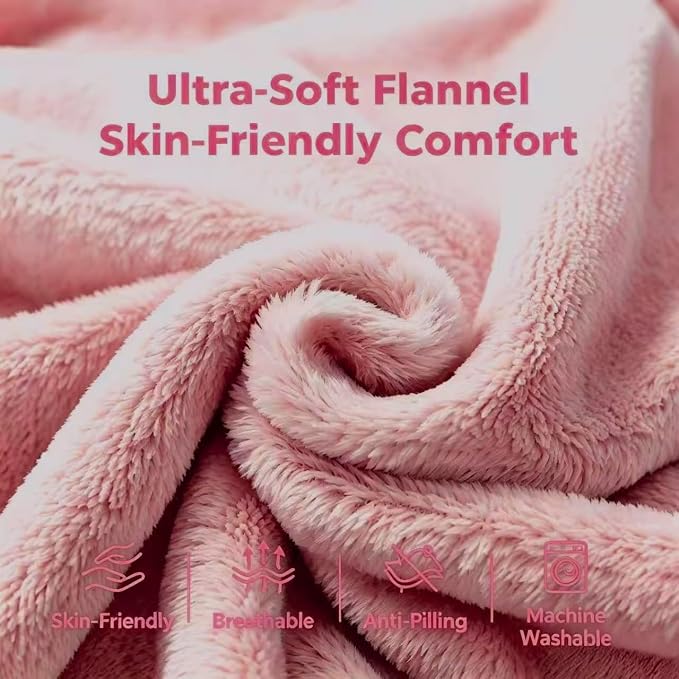 Packable Travel Throw Blanket, Blush Pink | Soft lightweight wearable travel accessory with carry pouch, airplane blanket, road trips, office naps,outdoor camping - Image 5