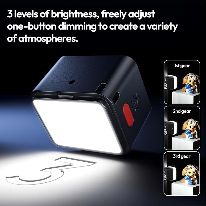 Ulanzi DG01 Magnetic Mini Cube Light for Action Camera DJI osmo Pocket 3 4 | Action 3 4 5 Led Fill Lights Accessories, With Cold Shoe Mount Soft Diffuser, 5600K 3 Brightness, For Phone Tripod Vlog Live - Image 2