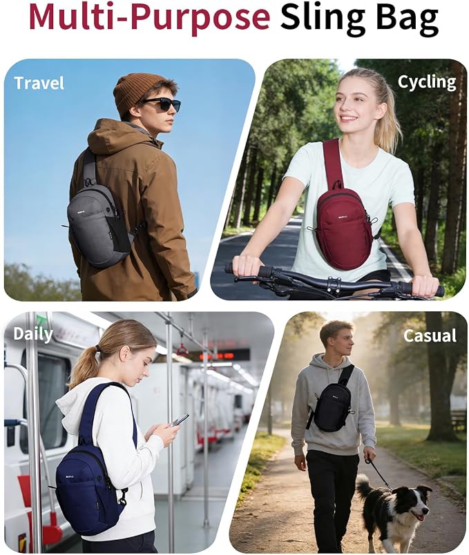 ECOHUB Anti-Theft Crossbody Bag Men Women RFID Blocking Lightweight Sling Backpack Water Resistant for Travel Hiking Outdoor - Image 8