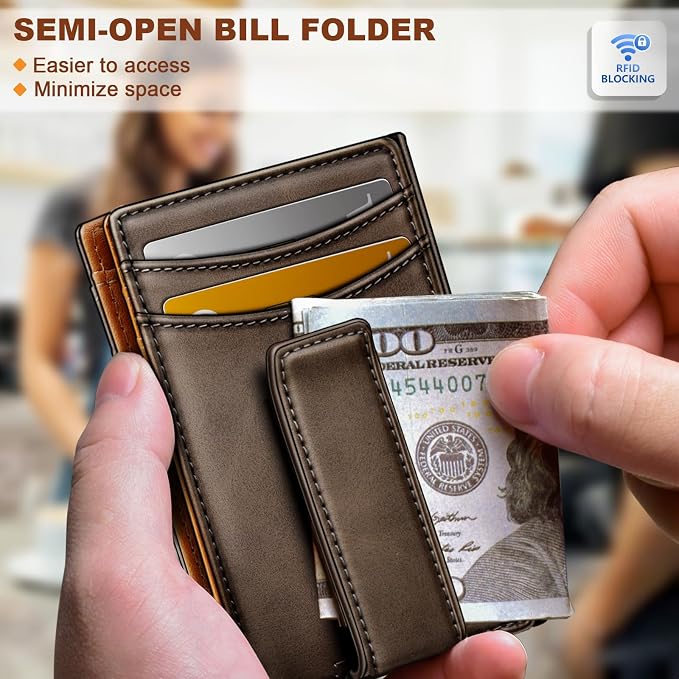 BULLIANT Magnetic Slim Leather Airtag Wallet Money Clip For Men 12Cards | RFID Blocking | Easy Access | Gift Boxed | Pocket Fit - Image 4