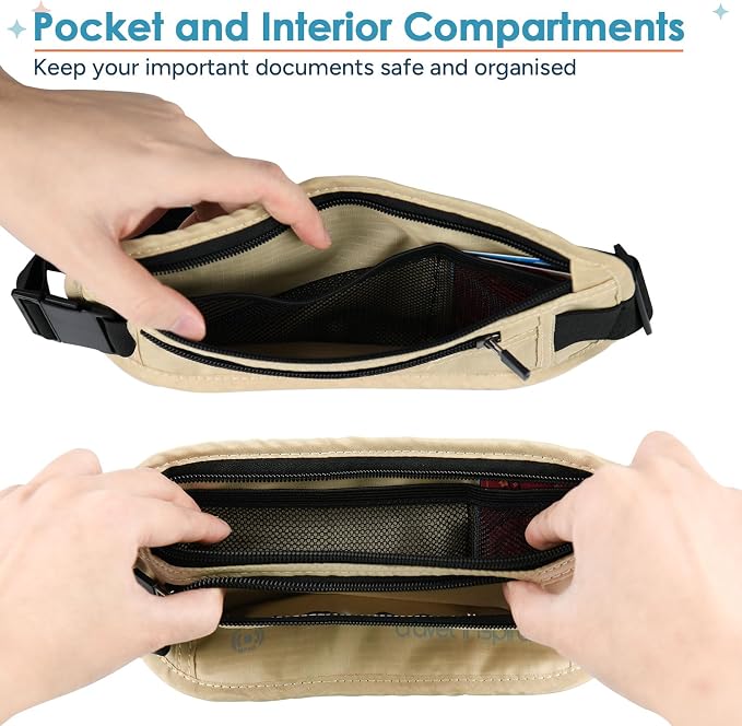 travel inspira RFID Blocking Hidden Money Belt | Dual Zipper Storage - Image 9