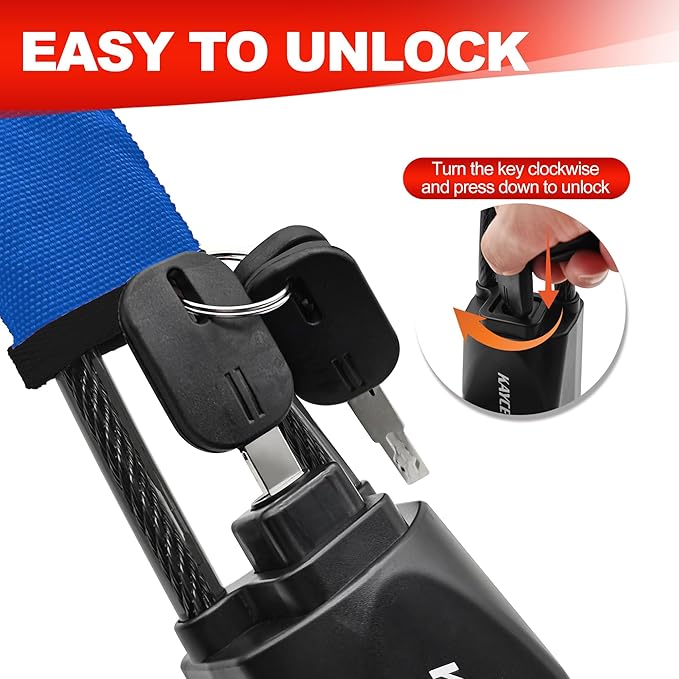 KAYCENTOP Car Steering Wheel Lock to Seat Belt Lock, Anti-Theft Device, Max 17 Inch Length, Small and Light-Weight, Multi-Functional, Fit Most Vehicle, SUV, Golf Cart Security (Blue) - Image 5