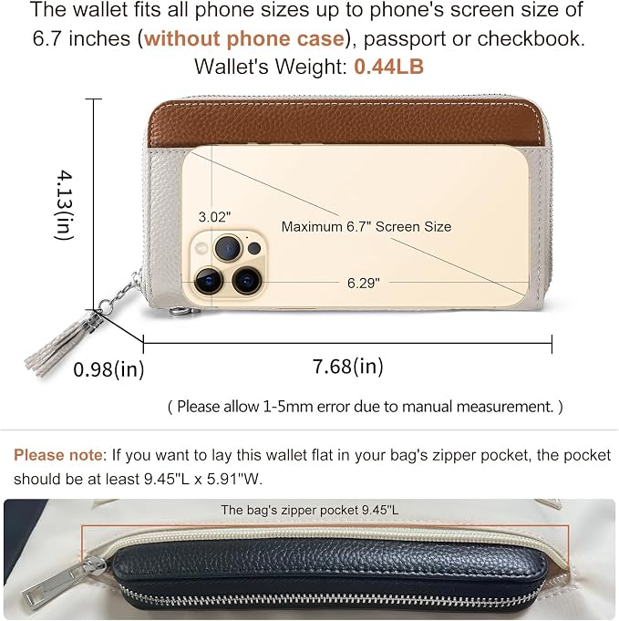Moflycom Womens Wallet RFID Blocking Genuine Leather Zip Around Wallet Clutch Wristlet Travel Long Purse for Women - Image 4
