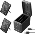 2 x 1350mAh Rechargeable Battery with 3-Channel Charger Case for AKASO 360 Camera, MicroSD Card Storage Slots by AKASO