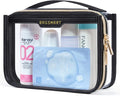 BAGSMART Clear Toiletry Bag for Travel, TSA Approved, 1-Pack, Black | Makeup Cosmetic Pouch Bag for Women, Quart Size Compliant Bag Organizer for Travel Essentials by BAGSMART